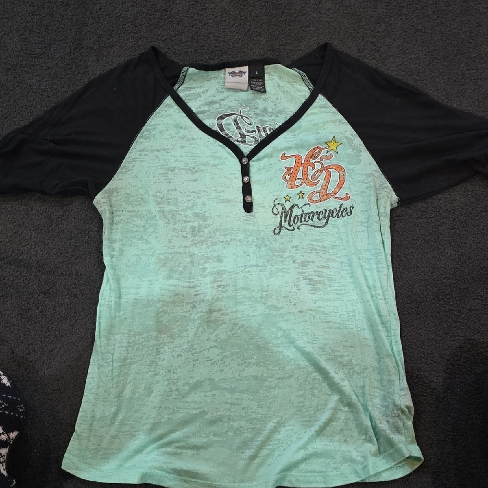 Harley-Davidson Womens LARGE w/ Rhinestone Embellishment